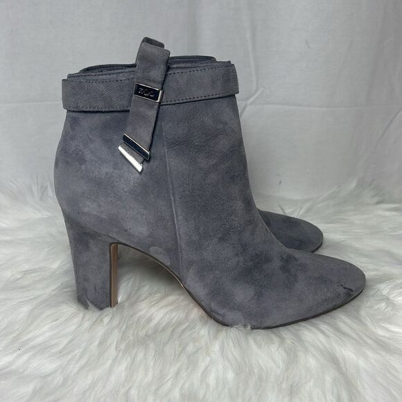 LRL Lauren Ralph Lauren Brin Grey Suede Heeled Booties Sz 7 - Picture 4 of 6
